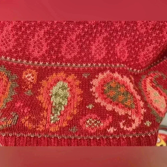 Nomadic Traders Nordic Cardigan Cottagecore Christmas Sweater Paisley Sz Medium - Picture 4 of 9